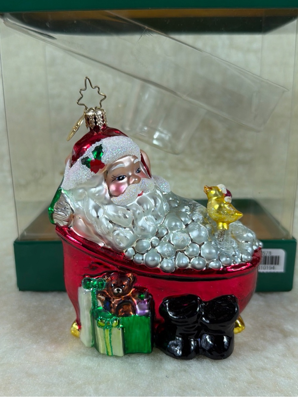 Christopher Radko Bath & Body Santa in Tub Ornament βTwas Night After Christmas